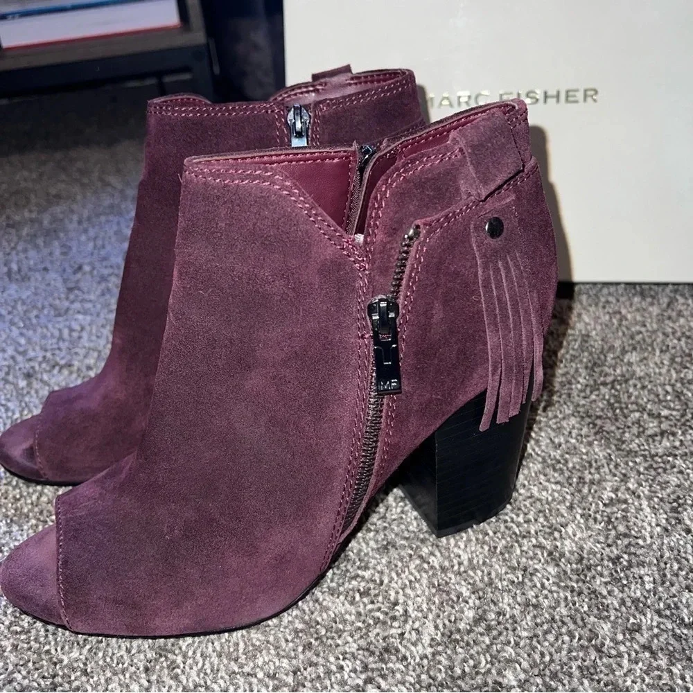 Mark Fisher Peep Toe Suede Booties Size 10M